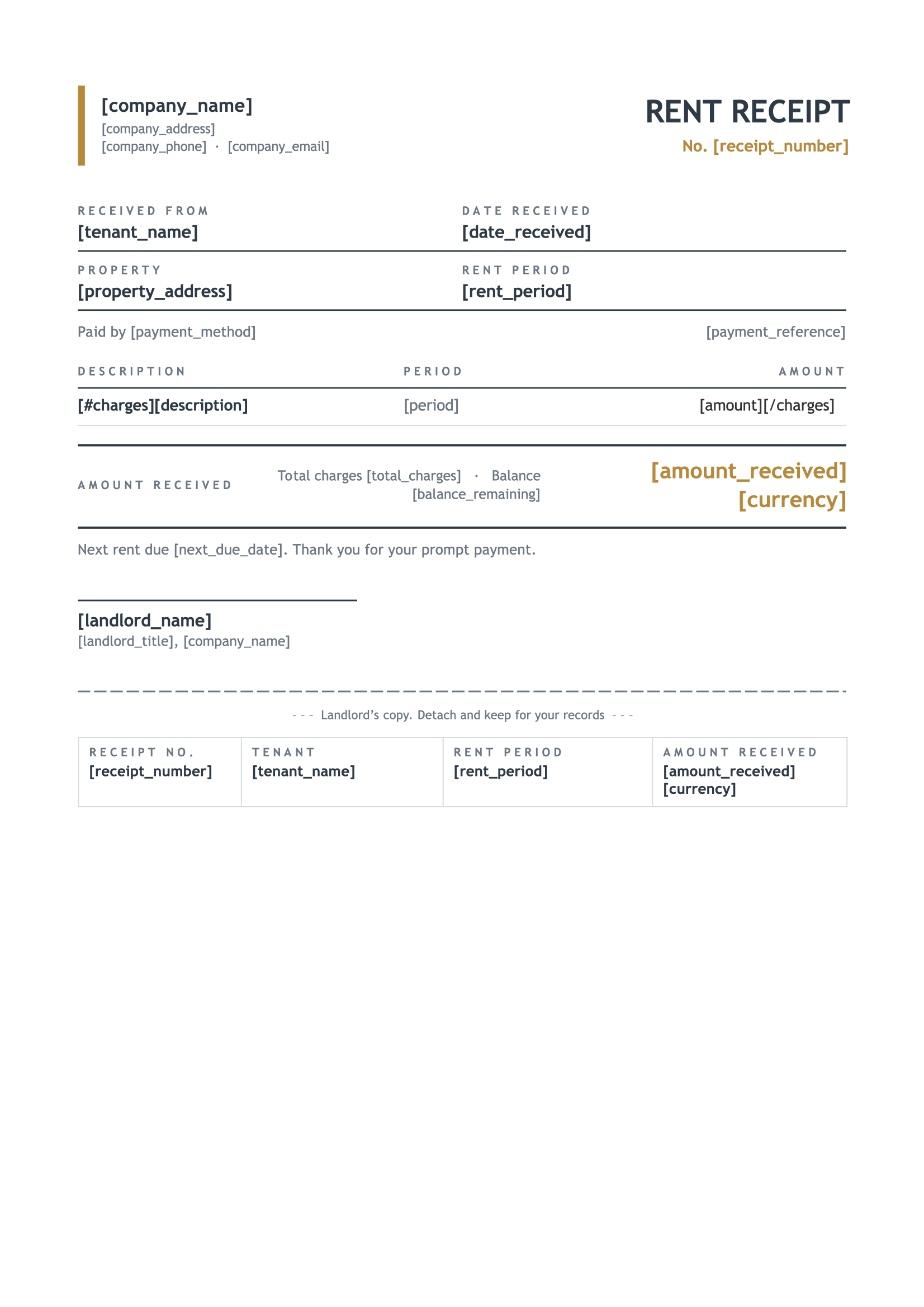 Rent Receipt Template